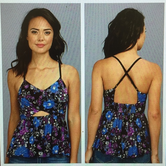 Free People Tops - Free people floral cut out tank